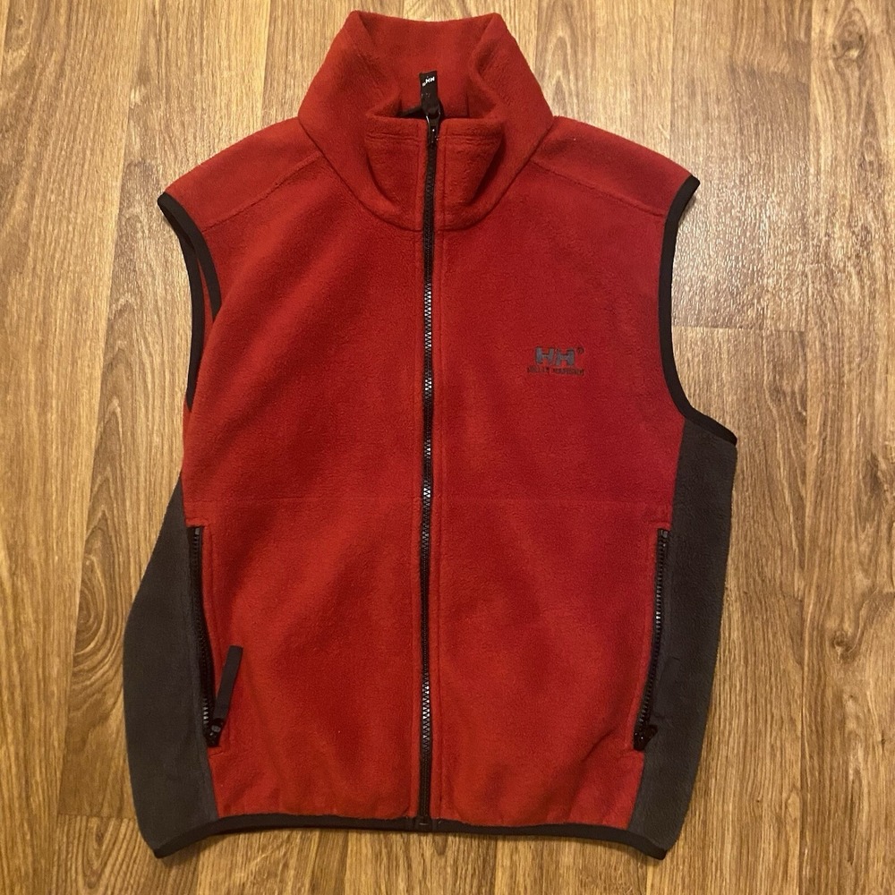 Helly Hansen Vest‎ Jacket Adult Small Red Full Zip Fleece Pockets Logo